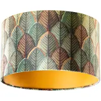 QAZQA Abat-jour en velours motif feuilles avec intérieur doré 35/35/20