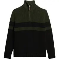 Superdry pour homme. M6110651A Henley en jersey Cotton Classics rayé vert olive, noir (XL), Casuel, Coton
