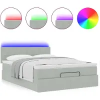 vidaXL Ottoman-lit avec matelas & LEDs gris clair 140x200 cm velours