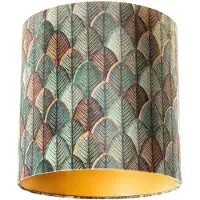QAZQA Abat-jour en velours avec motif feuilles et intérieur doré 40/40/40