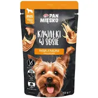 PAN MIĘSKO Morceaux dans une sauce Dinde avec Canard nourriture humide pour chiens 20x150 g
