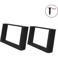 vidaXL Pieds de table basse en U 2 pcs. noir 70x(30-31) cm acier