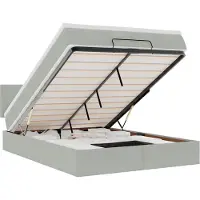 vidaXL Ottoman-lit avec matelas & LEDs gris clair 140x190 cm velours