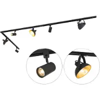 QAZQA Système sur rail monophasé avec 6 spots noirs orientables - Magnax Jeana