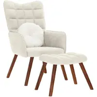 vidaXL Fauteuil relax avec pouf Crème Velours