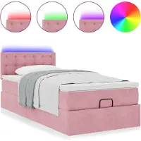 vidaXL Ottoman-lit avec matelas & LED rose 100x200 cm velours