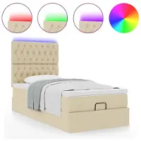 vidaXL Lit ottoman avec matelas & LEDs Crème 80x200 cm Tissu