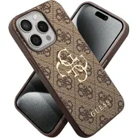 GUESS Coque 4G Metal Logo Backcover pour Apple iPhone 15 Pro - Marron