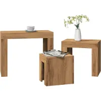 vidaXL Tables d'ensemble 3 pcs. Chêne Artisan Matériaux dérivés du bois