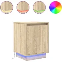 vidaXL Table de chevet avec lumières LED chêne sonoma 38x34x50 cm