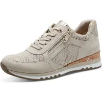 Marco Tozzi M2378141 : Chaussures pour femmes, modèle "Damenschuhe", avec semelles amovibles, à lacets, couleur beige, style décontracté