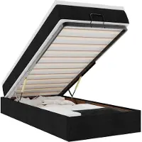 vidaXL Ottoman-lit avec matelas noir 90x190 cm Tissu