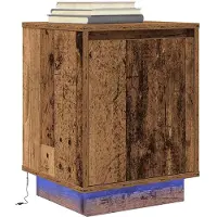 vidaXL Table de chevet avec lumières LED vieux bois 38x34x50 cm