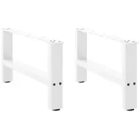 vidaXL Pieds de table basse blancs 2 pcs. 70x(30-31) cm acier
