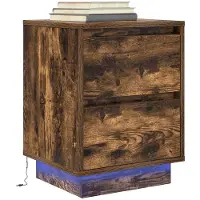 vidaXL Table de chevet avec lumières LED chêne fumé 38x34x50 cm