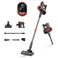 JIGOO C200 Aspirateur sans fil, puissance d'aspiration de 23 kPa, autonomie de 40 min, affichage LED, brosse anti-tangle, tube télescopique, 2 modes