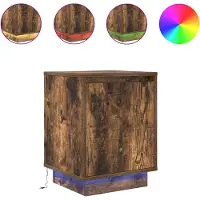 vidaXL Tables de chevet avec lumières LED 2 pcs chêne fumé 38x34x50 cm