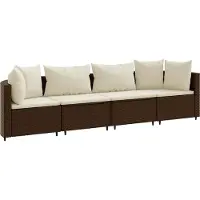 vidaXL Ensemble de salon de jardin 4 pièces avec coussins Marron Poly Rattan