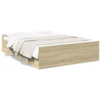 vidaXL Cadre de lit avec tiroirs Chêne Sonoma 140x190cm Bois composite