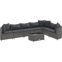vidaXL Ensemble de jardin canapé 8 pièces avec coussins Gris Poly rotin