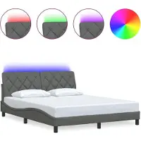 vidaXL Cadre de lit avec LED sans matelas gris foncé 160x200 cm Tissu