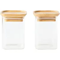 Pebbly Boite Hermétique Pebbly Square avec Couvercle en Bambou 240 ml Transparent (Set de 2)