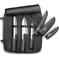 Lion Sabatier - Trousse 3 Couteaux Japonais Virole Inox Manche Zebrano 977002
