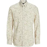 Jack & Jones Barnes Print Dobby Long Sleeve Shirt Beige XL Homme