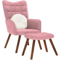 vidaXL Fauteuil relax avec pouf rose velours