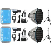 Nanlite Kit double spot LED bicolore FC-60B (avec pied d'éclairage et softbox)
