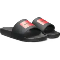HUGO pour homme. 50548061 Tongs avec logo sur la lanière noir (39), Plat, Aucun, Beachwear