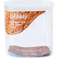 SmartaSaker Boite Hermétique Pebbly Square avec Couvercle en Verre 800 ml Transparent