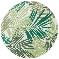 Paco Home Tapis In & Outdoor Tissu plat Jungle Gecarvtes Design floral Palmiers Vert Taille Ø 200 cm Rond