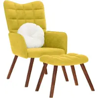 vidaXL Fauteuil relax avec pouf Velours jaune