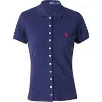 Ralph Lauren pour femme. 211939272001 Polo avec patte de boutonnage bleue (XS), Casuel, Coton, Manche courte, Marine
