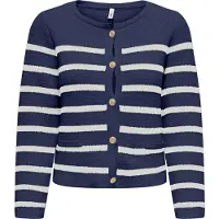ONLY Cardigan 'ONLLAURA' bleu foncé / blanc naturel