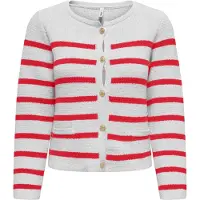 ONLY Cardigan 'ONLLAURA' rouge / blanc