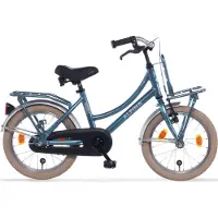 Alpina Vélo pour fille M16 16 pouces, bleu acier, avec porte-bagages avant et freins V-brake