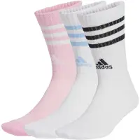 Adidas Chaussettes à 3 bandes (3 paires) Fitness-Training Unie Adulte Essentials 3S Blanc/Blanc/Rose Blanc/Rose Taille L