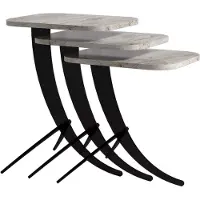Skye Decor , Pion - White Marble, table d'appoint (3 pièces), blanc, 100 % MÉLAMINE REVÊTUE DE PANNEAUX, 35 x 60 x 45 cm