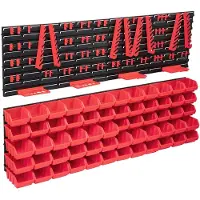 vidaXL Kit de bacs de stockage et panneaux muraux 136pcs rouge et noir