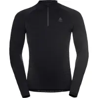 Odlo Maillot de Corps Odlo Men BL Top Turtle Neck LS Half Zip Performance Black New Odlo Graphite Grey-XXL