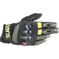 Alpinestars Harok, gants ,Noir/Vert Foncé/Jaune Néon ,S