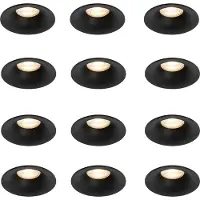 QAZQA Lot de 12 spots encastrés noirs GU10 50 mm - Gijs