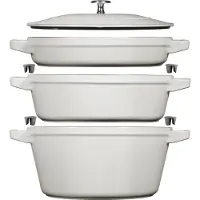 Staub Set de casseroles, 3 pcs | rond | fonte | truffe blanche