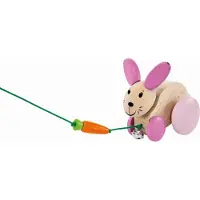 Selecta Jouets Hanna Hoppel Lapin à tirer, jouet à pousser, jouet pour tout-petit, bois, 13 cm, 62023