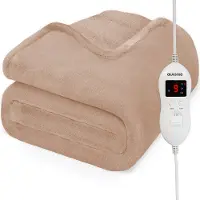 Auronic Couverture électrique - Couverture chauffante - 9 niveaux de chaleur - 2 personnes - 200x150 - Marron clair