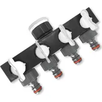 Bradas Distributeur d'eau 4 voies avec vannes pour l'irrigation des pelouses de jardin