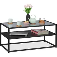 Relaxdays 10026789_0 Couchtisch Glas schwarz 90,0cm x 50,0cm x 42,0 cm