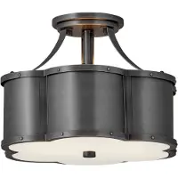 HINKLEY Plafonnier Chance noir 2xE27x60W en verre, dimensions : 25,4 x 36,2 x 36,2 cm, IP20, Quintiesse